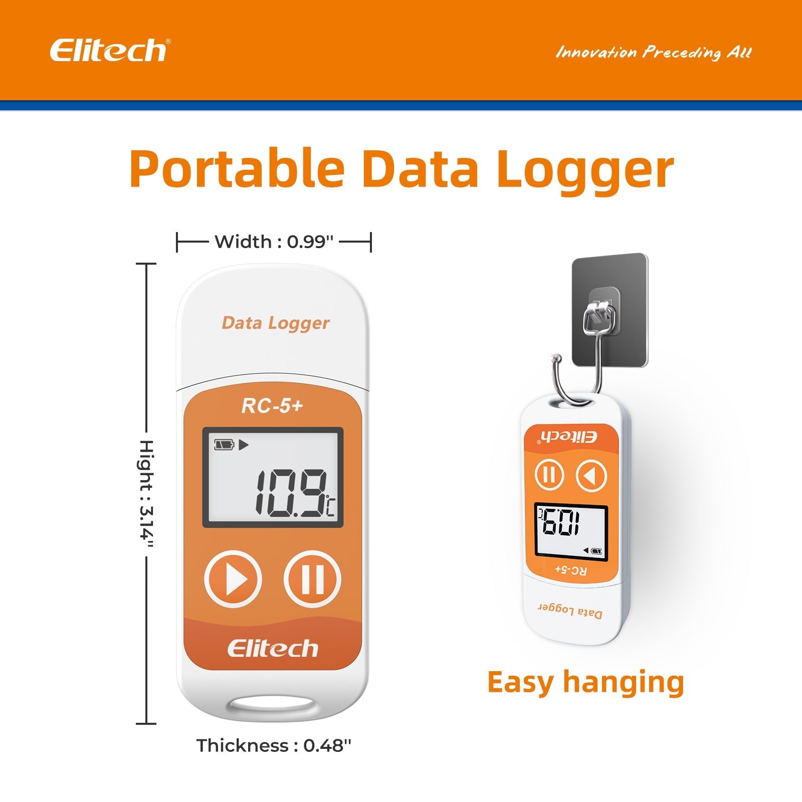Elitech RC-5+ Reusable USB Temperature Data logger with Auto PDF Report - Elitech Technology, Inc.