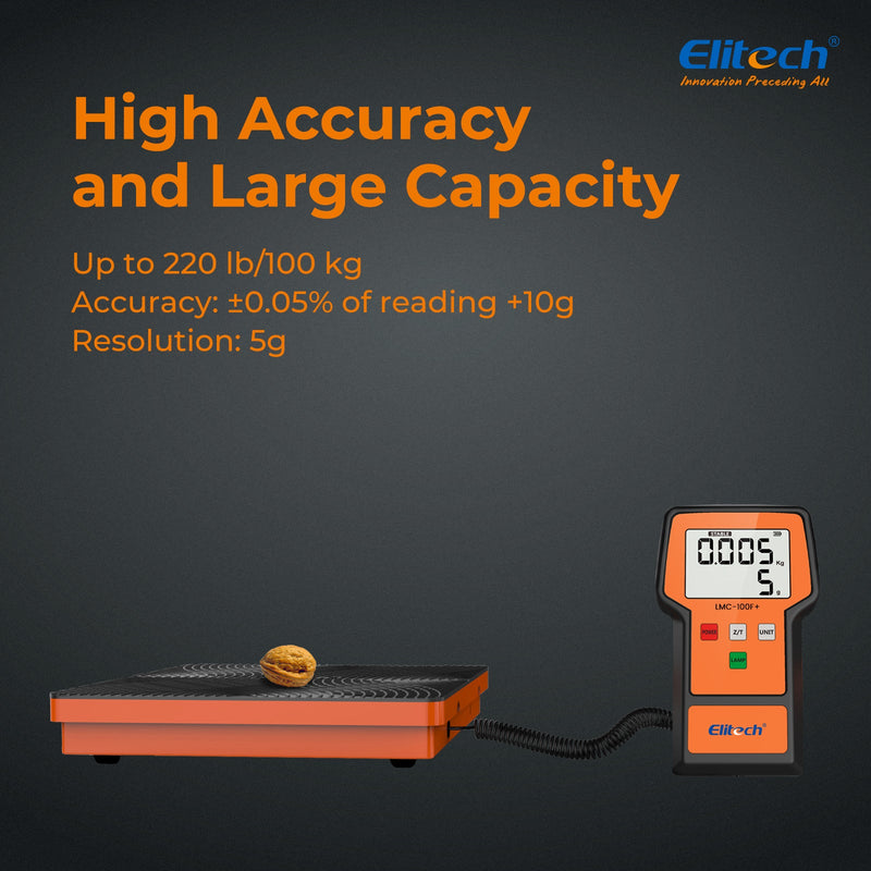 Elitech Refrigerant Charging Scale 220Lbs with case, HVAC Electronic Digital Freon Recovery Scales for AC Automotive, LMC-100A+ - Elitech Technology, Inc.
