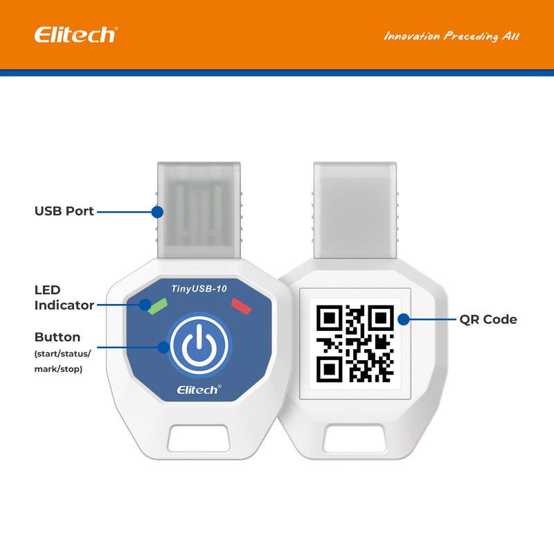Elitech TinyUSB Single-Use Temperature Recorder Data Logger, TinyUSB-10 - Elitech Technology, Inc.