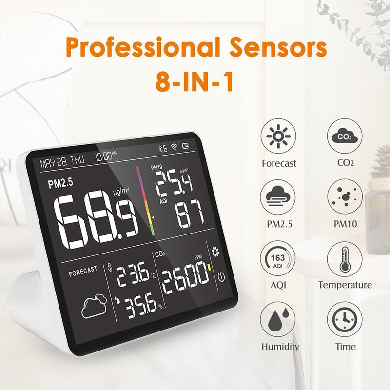 Temtop M100 Indoor CO2 Meter & Air Quality Monitor 8 in 1 Integrated Sensor - Elitech Technology, Inc.